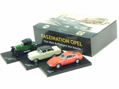 Opel GT + Opel Kadett A + Opel Laubfrosch Modellauto SET Atlas 1:87