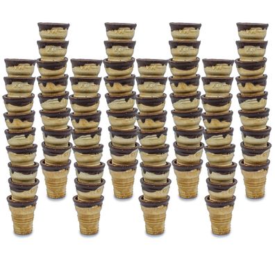 Waffelbecher-Likörbecher 2cl mit feiner Kakao-Glasur | Eierlikör | 63 Stück