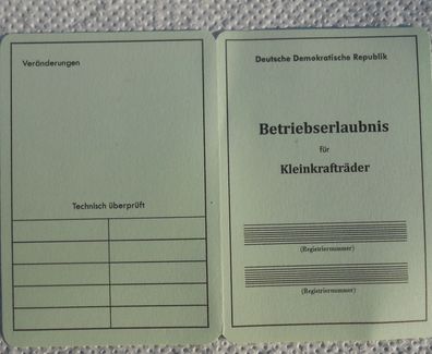 Betriebserlaubnis für S50B2, Simson, DDR, Oldtimer