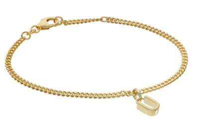 trendor Schmuck Mädchen-Armband mit Buchstabe U 925 Silber Vergoldet 21602-U