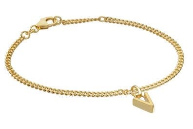 trendor Schmuck Mädchen-Armband mit Buchstabe V 925 Silber Vergoldet 21602-V