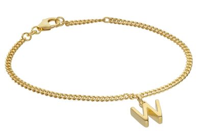 trendor Schmuck Mädchen-Armband mit Buchstabe W 925 Silber Vergoldet 21602-W
