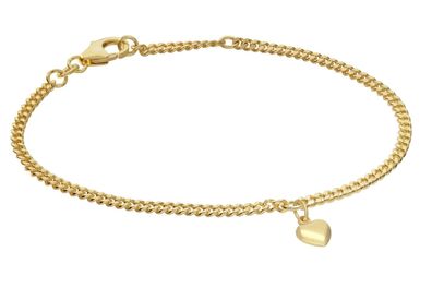 trendor Schmuck Mädchen-Armband mit Herzchen 925 Silber Vergoldet Panzerband 21579