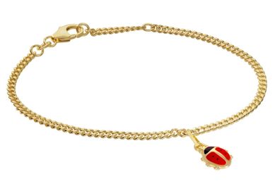 trendor Schmuck Mädchen-Armband 925 Silber Vergoldet Panzerband mit Glückskäfer 2157