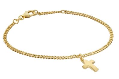trendor Schmuck Mädchen-Armband mit Kreuz 925 Silber Vergoldet Panzerband 21581
