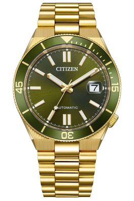 Citizen Herren-Armbanduhr Automatik 10 bar Goldfarben/Grün NJ0232-53X