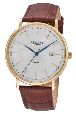 Regent F-1592 Herrenuhr Goldfarben mit Saphirglas