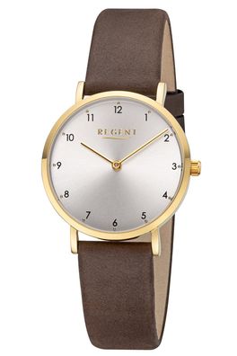 Regent F-1640 Damenuhr Quarz Braun/Goldfarben