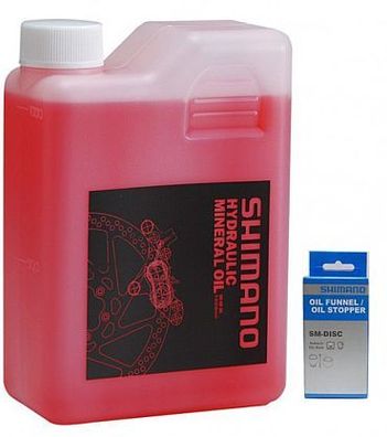 Shimano Mineralöl SET für Scheibenbremsen Öl 1000 ml / 1L inkl. Öl Trichter Stopp