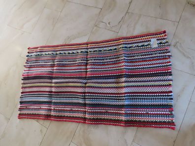 Teppich bunter Fleckerl-Teppich gewebter Teppich mit Bunten Bändern ca. 60x114cm