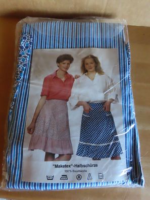 Halbschürzein verschiedenen Blautönen gestreift Maketex ca.58 cm lang