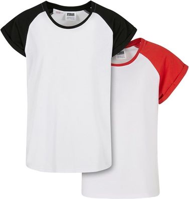 Urban Classics Mädchen T-Shirt Girls Contrast Raglan Tee White/Hugered+White/Black
