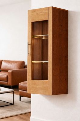 Hänge-Vitrine 42x31x115 Vitrinenschrank Wildeiche teilmassiv #4273