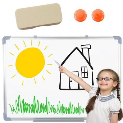 Magnetische, trocken abwischbare Tafel, Schwamm, 2 Magnete, 45 x 60 cm