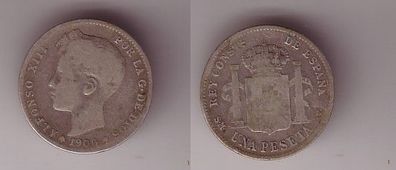 1 Peseta Silber Münze Spanien 1900 (114183)