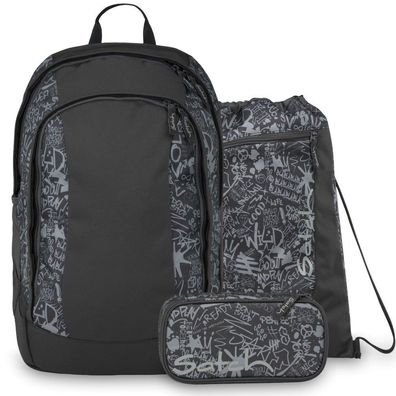 satch Set aus air + Sportbeutel + Schlamperbox 26, Street Ink, Mädchen & Jungen