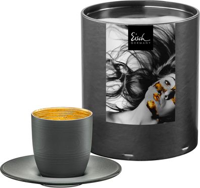 Eisch Vorteilset 12 Stück Espressoglas 109/6 grey-gold mit Untersetzer in GR COSMO
