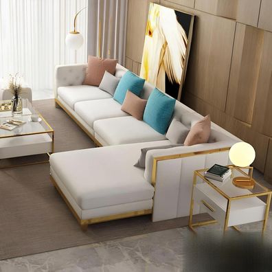 Sofa L-Form Ledersofa Couch Wohnlandschaft Garnitur Design Modern Sofa Ecksofa