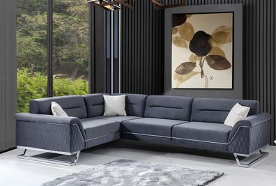 Stilvolle Graue L-Form Couch Wohnzimmer Designer Stoffsofa Eckcouch Neu