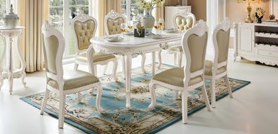 Barock Antik Stil Esstisch Tisch Echtes Echtholz Klassische Designer Tische