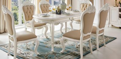 Esszimmer Barock neu Polsterstuhl Luxus Sessel Stuhl Echtholz Stühle Wohnzimmer