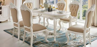 Barock Antik Stil Esszimmer Set Echtholz Klassische 4x Stühle Stuhl