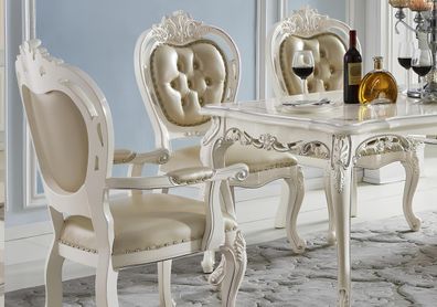 Design Polster Stuhl Sitz Lehn Büro Esszimmer Echtholz Stuhl mit Armlehne Barock