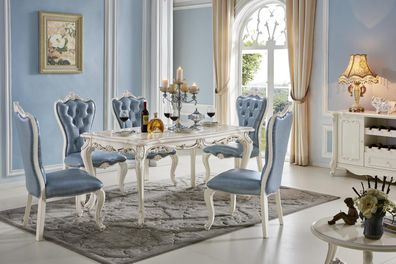 Klassischer Esstisch Tisch Holz Esszimmer Garnitur 4x Stuhl Set Stühle Barock