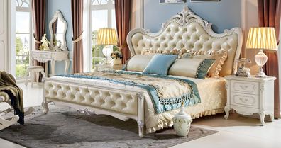 Klassisches Bett Barock Rokoko Echtholz Betten Doppelbett Chesterfield