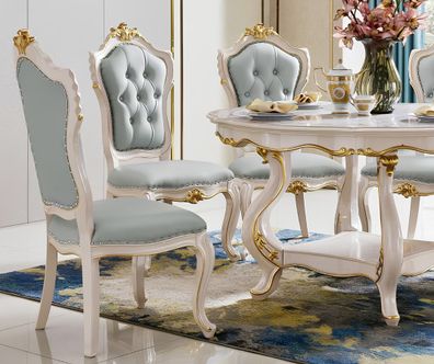 Chesterfield Sessel Stuhl Luxus Designer Esszimmer Stühle Echtholz Sessel Barock