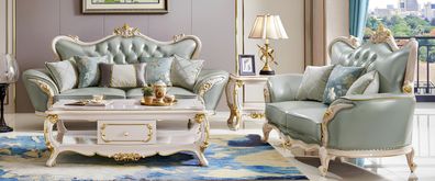 Sofagarnitur Ledersofa Klassische 2tlg Set 32 Sitzer Sitzgarnitur komplett couch