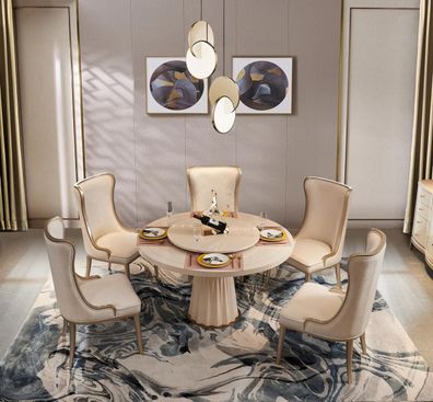 Esstisch Runder Tisch Esszimmer Wohnzimmer Garnitur Echtholz Design Tische Rund