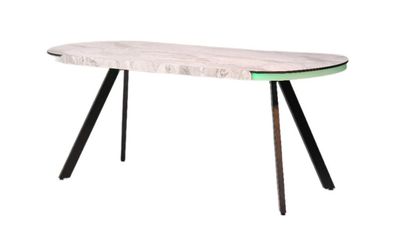 Esstisch Küchentisch Esszimmertisch Oval Tisch Marmoroptik LED beleuchtet