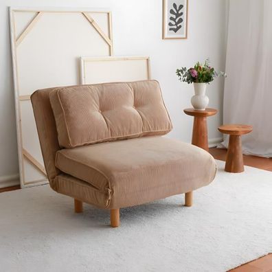 Sessel Schlafplatz Klappstuhl Wohnzimmer Polstersessel Braun Stoff