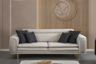 Sofa Couch Dreisitzer Wohnzimmer Stoff Sofas Couchen Möbel Einrichtung Beige