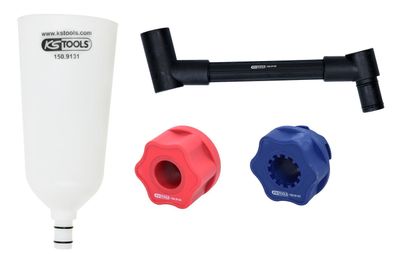 KS TOOLS Öl-Einfülltrichter-Satz mit drehbarem Winkelarm für VAG, 4-tlg