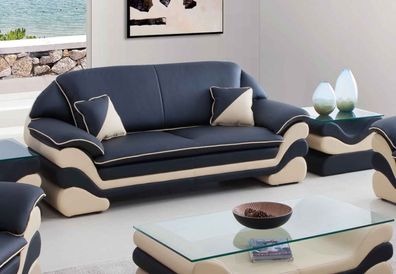 Sofas Couch Classic Three-Seater Designer Upholstery Seat Dark Blue Beige Colour