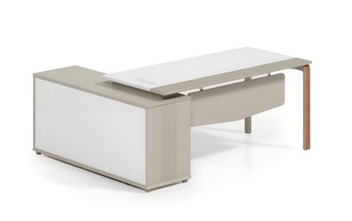 Exklusiver Eckschreibtisch Luxus Holz Bürotisch Designer Tisch Weiß Tische