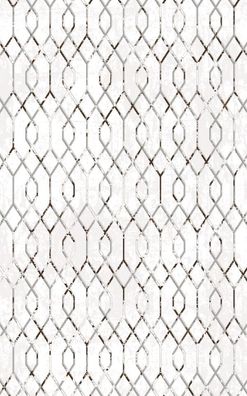 Teppich Wohnzimmerteppich Weiß Abstrakter Geometrisches Muster Silber