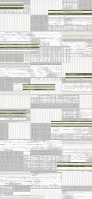 Teppich Wohnzimmerteppich Bodenteppich Kurz Flor Grün Linien Grau Teppiche