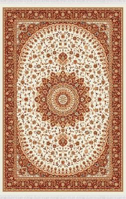 Orientteppich Teppich Bordüre Orientalischer Design Vintage Kurzflor Rot 150x233