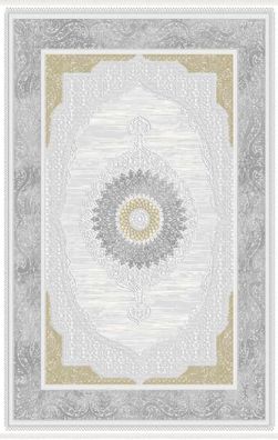 Kunstfaserteppich Teppich Wohnzimmerteppich Bordüre Ornament Gold Grau 160 x 230