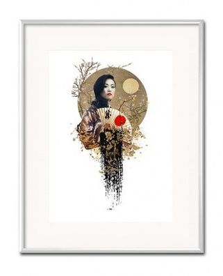 Geisha im Mondschein Kunstdruck Poster Druckbild Leinwanddruck G97238