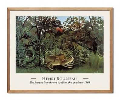 Der hungrige Löwe Henri Rousseau Poster Druckbild Leinwanddruck G114441
