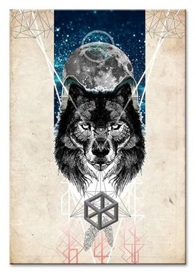 Wolf im Mondschein Kunstdruck Poster Druckbild Leinwanddruck Print G97107