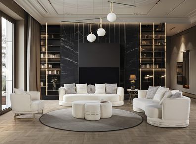 Designer Sofagarnitur Couch Polster Sitzgarnitur 3 + 3 + 1 Luxus Couchen Set Beige