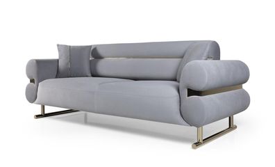 Luxus Grau Möbel Dreisitzer Sofa Couch Verstellbarer Rücken Schlafsofa