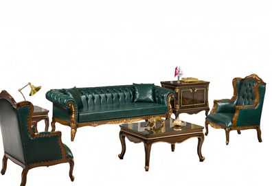 Sofa Sessel Couchtisch Beistelltisch Art déco Arbeitszimmer Exquisit Luxus 6tlg