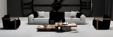 Sofa mit 2 Sesseln für das Wohnzimmer in stilvollem Design