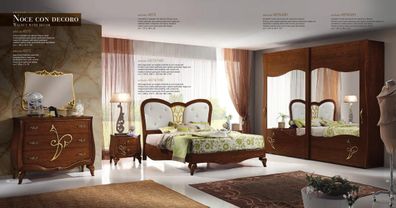 Schlafzimmer Bett Nachttisch Kleiderschrank Kommode Spiegel Neu Luxus Set 6tlg